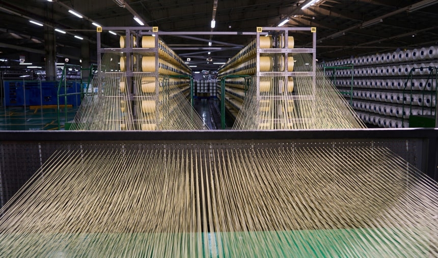 Tire cord being produced at HS Hyosung's tire cord factory in Vietnam. [HS Hyosung Advanced Materials]