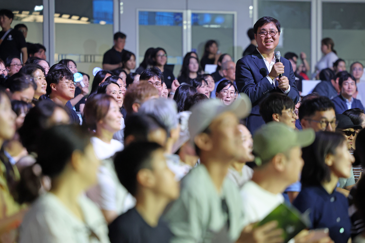 Culture Minister Chae Hwi-young speaks during the Dream Festival on Thursday at the Music Tent at Alpensia Resort, Pyeongchang, Gangwon Province. (MCST)