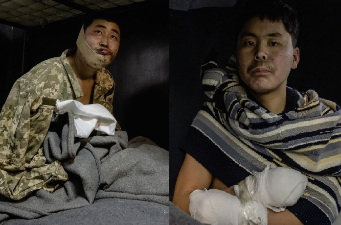 North Korean soldiers captured alive by Ukrainian forces in Russia's western Kursk region. (Yonhap)