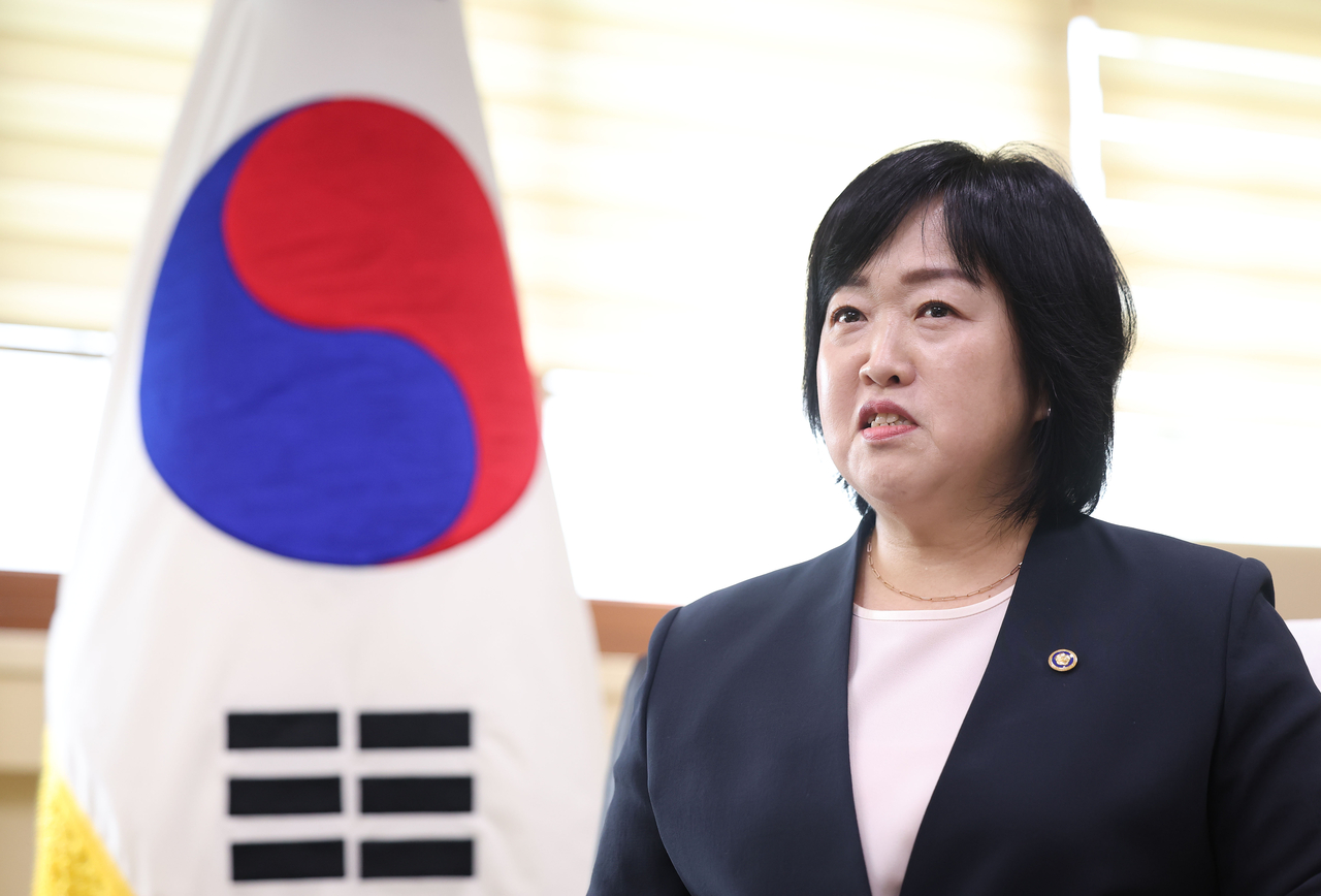 Hong So-young, commissioner of the Military Manpower Administration, speaks during an interview with Yonhap News Agency at the Seoul Regional Military Manpower Administration in Seoul on Thursday. (Yonhap)