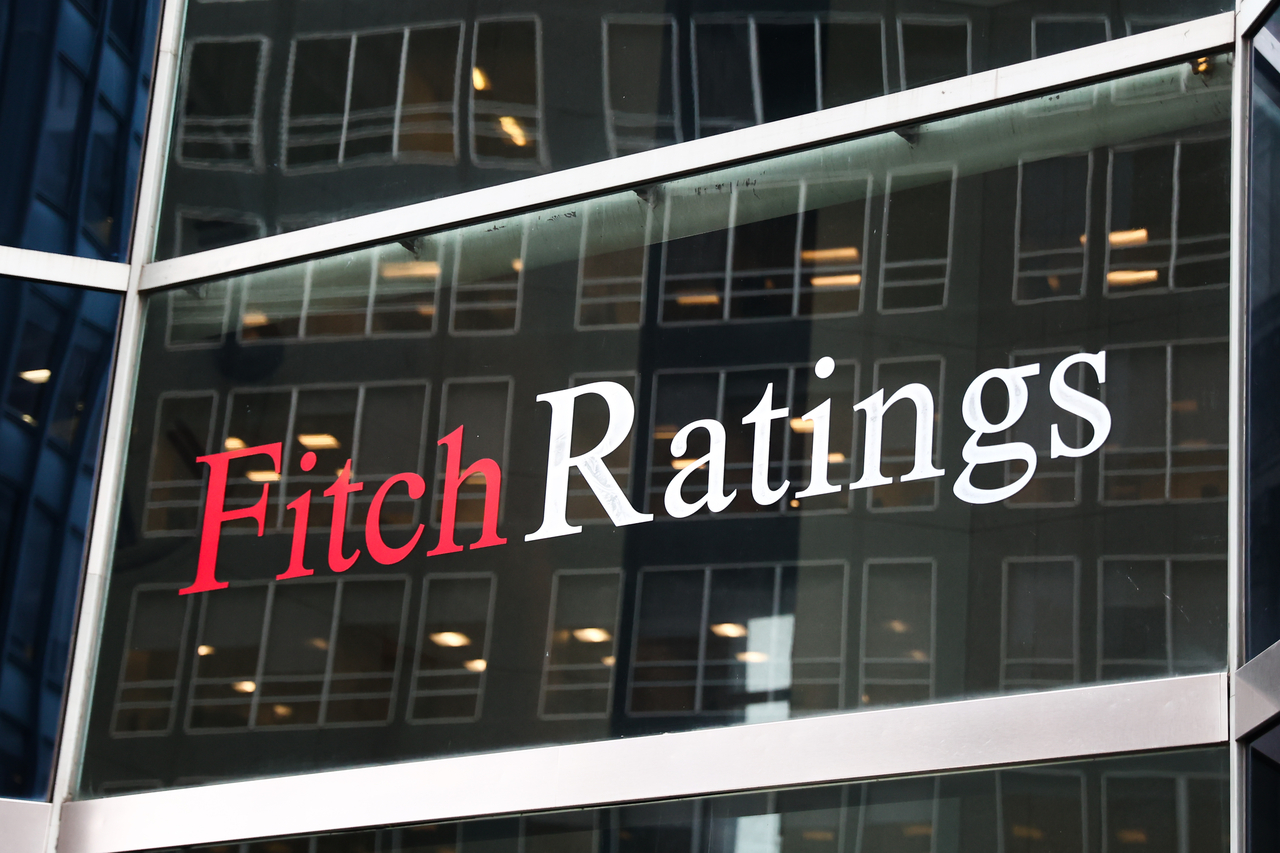 Fitch Ratings logo is seen on the building in New York City. (Getty Images)