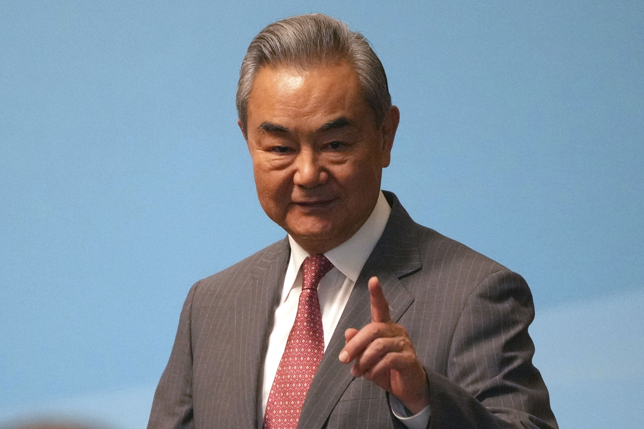 Chinese Foreign Minister Wang Yi speaks at the High-level Meeting on the Global Development Initiative in Beijing on July 28. (EBA via Yonhap)