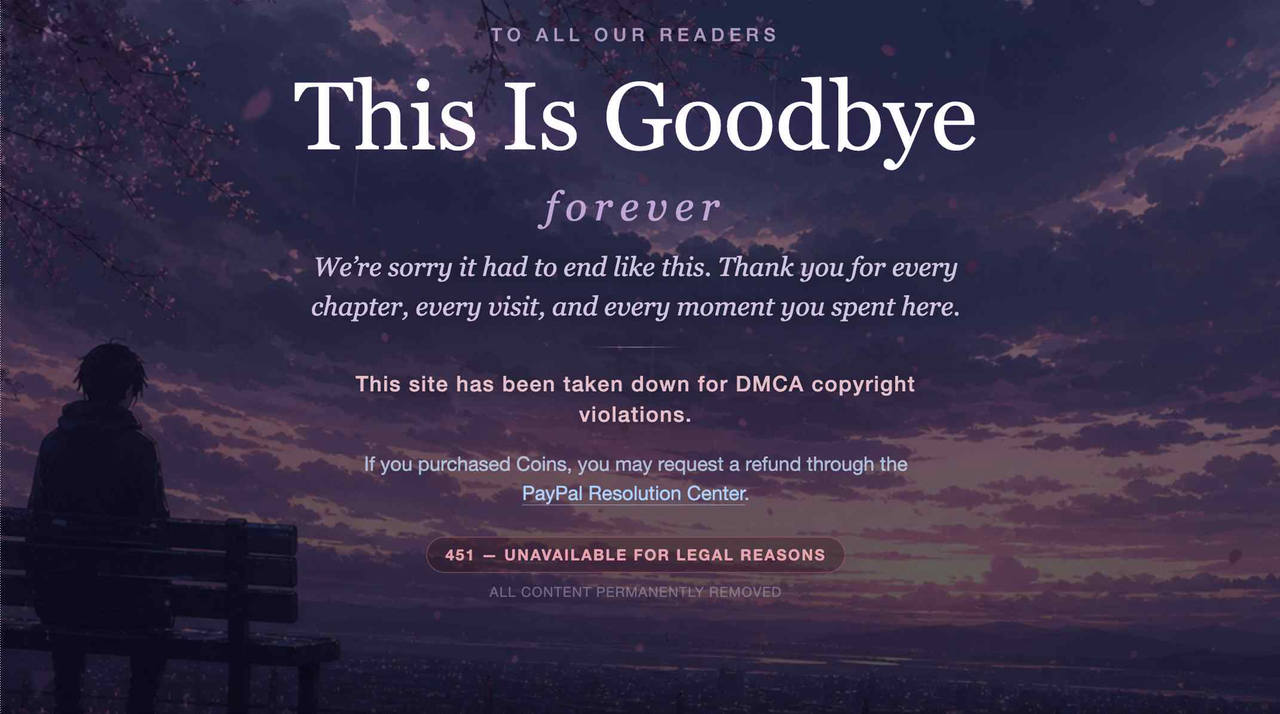 A screenshot taken of a North African piracy website announces that the website has been shut down. (Ministry of Culture, Sports and Tourism)