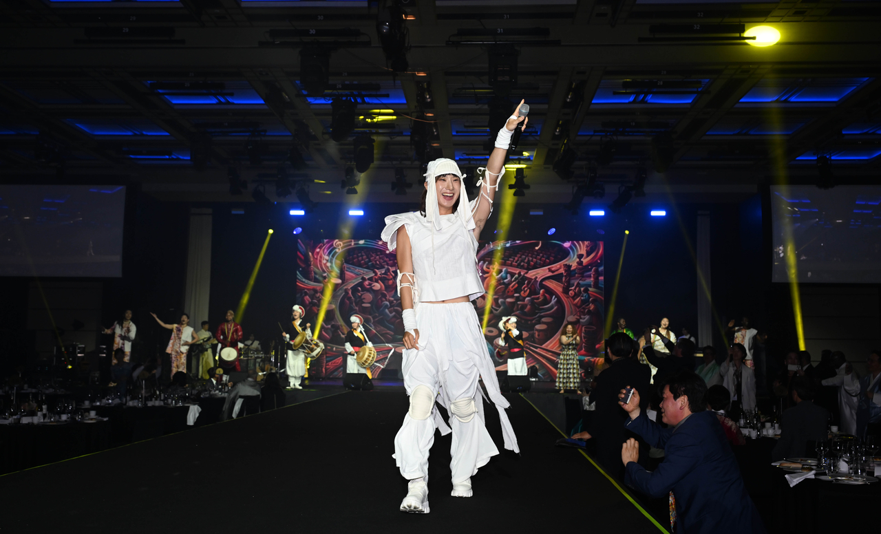 Seodo, the leader of Korean fusion group Seodo Band, performs during Africa Day 2026 at the Grand Hyatt in Seoul on May 20. (Lee Sang-sub/The Korea Herald)