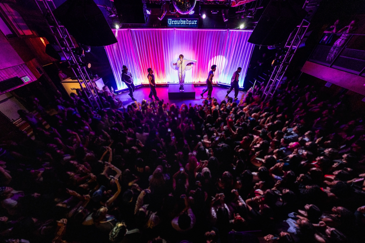 Yeonjun performs during his first US solo concert at the Troubadour in Los Angeles, Wednesday. (Big Hit Music)