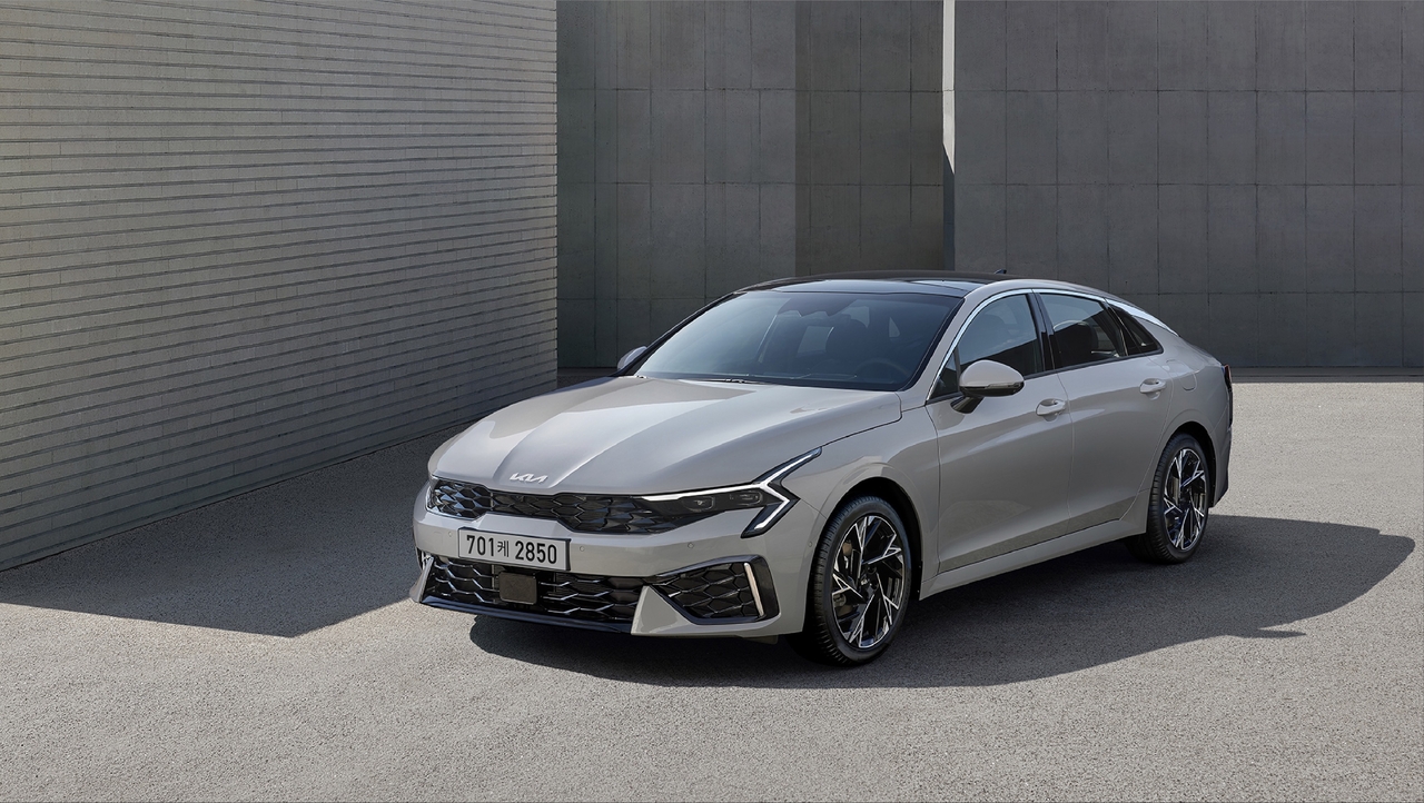 Exterior of the updated Kia K5 midsize sedan, the 2027 K5. [Provided by Kia]