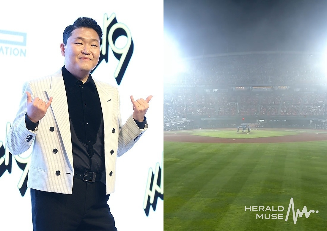 싸이/사진=헤럴드뮤즈 DB, MBC SPORTS+ 티빙 중계 화면 캡처