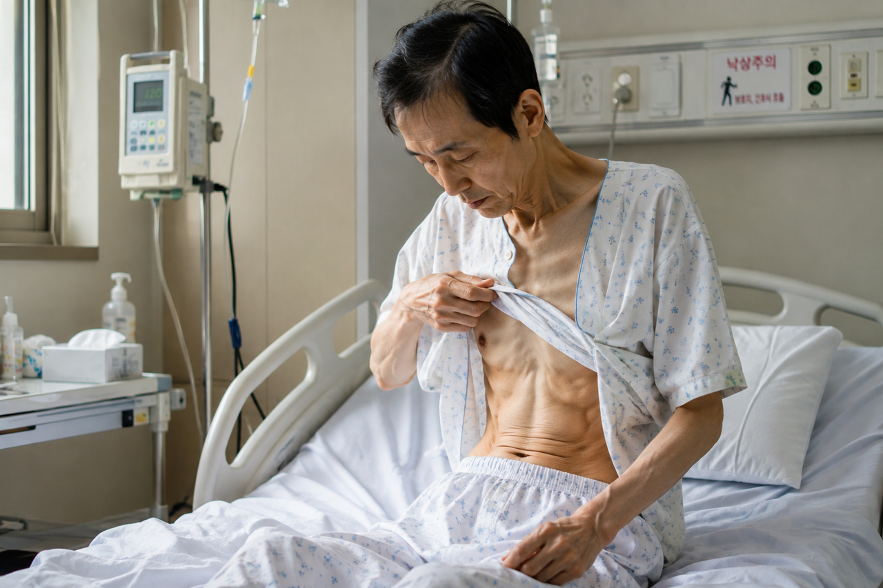 A cancer patient experiencing weight loss. [AI-generated image]
