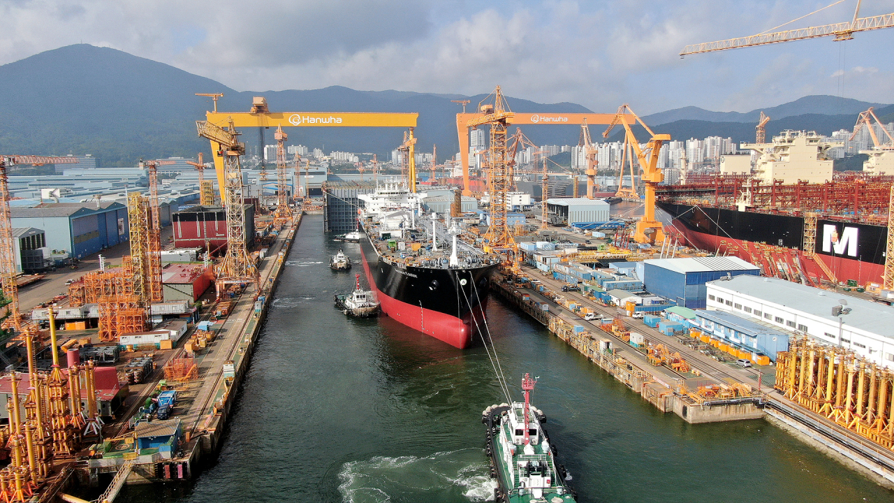 An aerial view of Hanwha Ocean's Geoje shipyard [Hanwha Ocean]