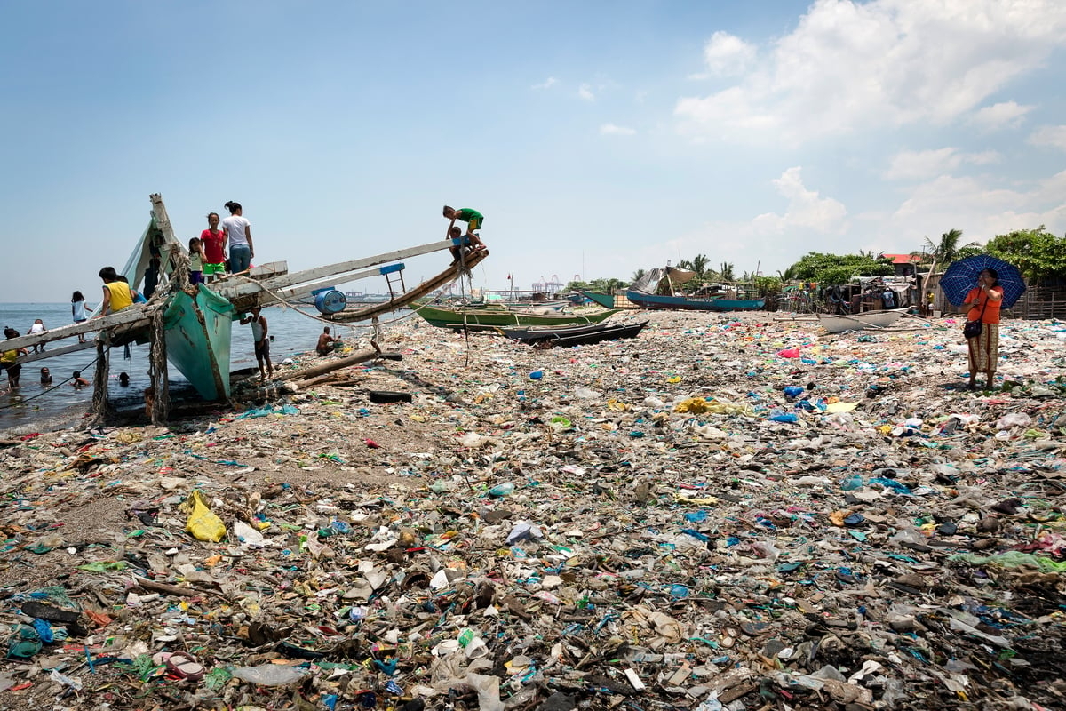 A coastline blanketed in plastic waste. [Provided by Greenpeace]