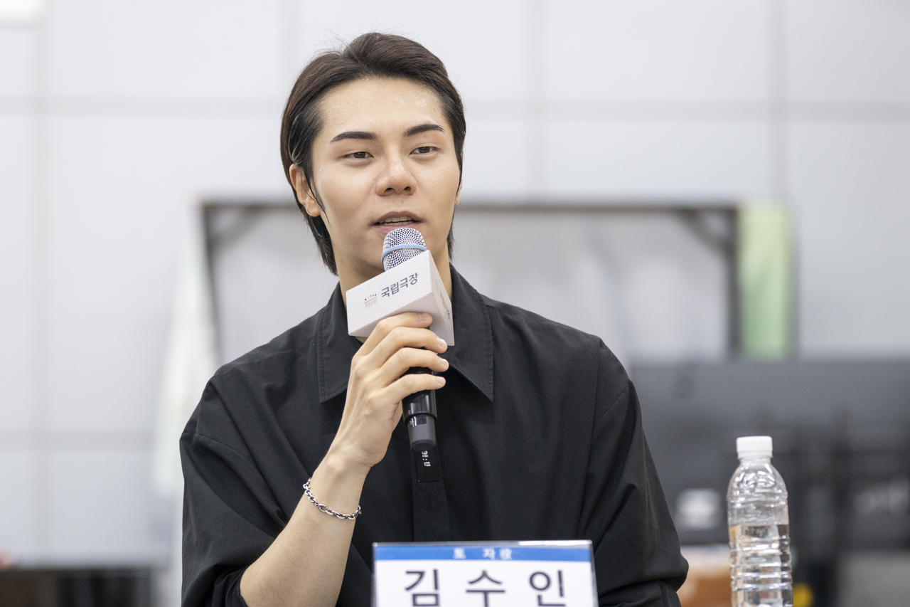 Kim Soo-in speaks during a group interview at the National Changgeuk Company's rehearsal studio on Thursday. (National Changgeuk Company of Korea)