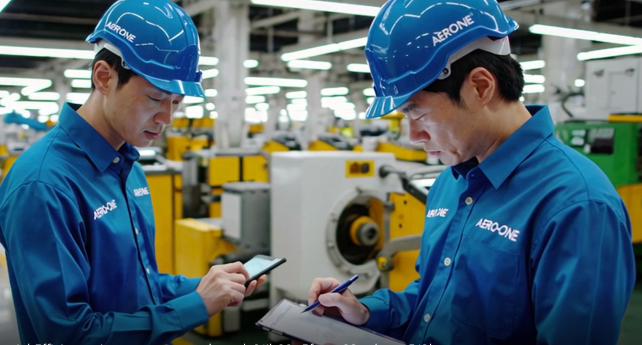 Aero One conducting an on-site energy audit at a client company. The Ulsan-based firm was selected for the Ministry of Climate, Environment and Energy's 'Innovation Premier 1000' program. [Aero One]