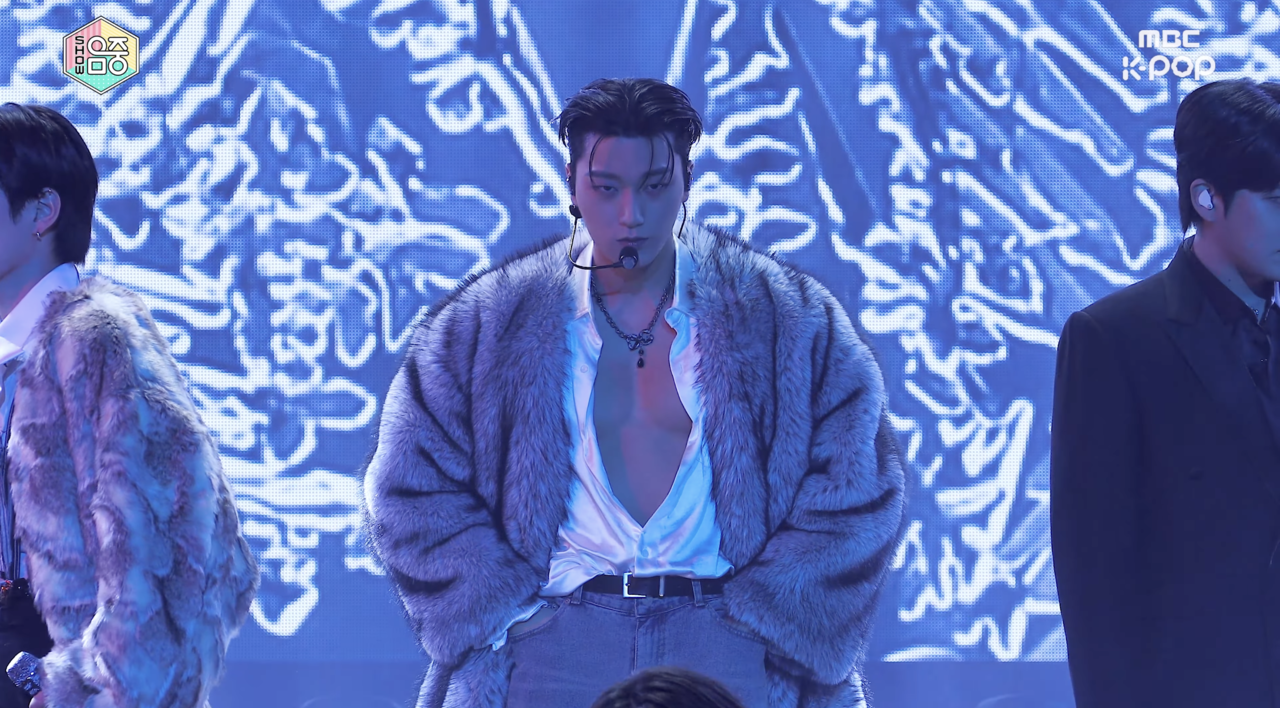 San performs "Ice On My Teeth" on MBC's "Show! Music Core" in November 2024. (MBC)