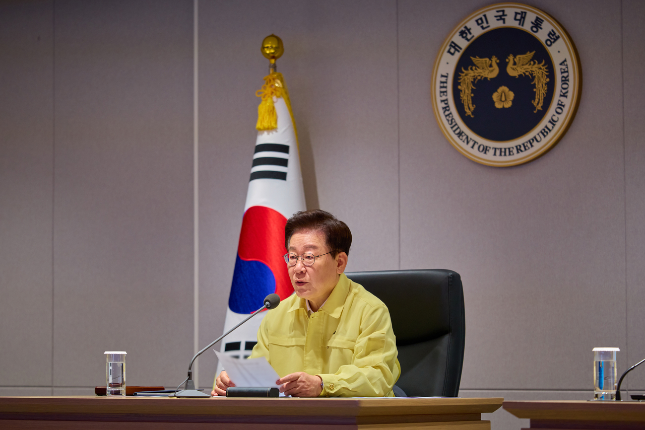 이재명 대통령이 18일 청와대 국가위기관리센터에서 을지 국가안전보장회의를 주재하고 있다. [청와대 제공]