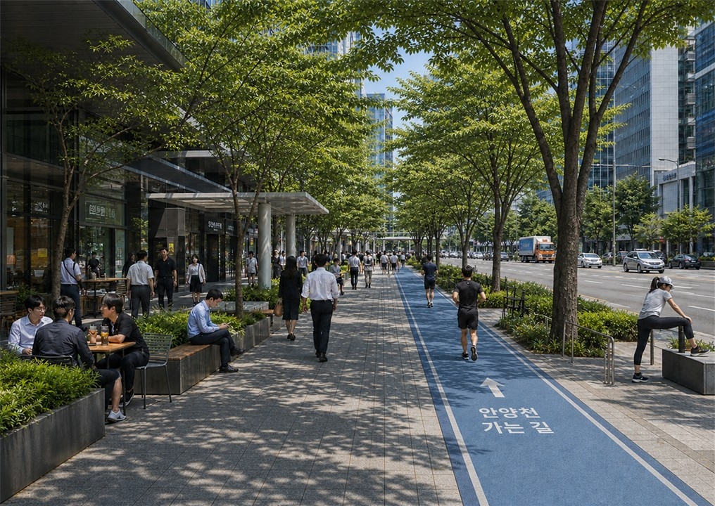 A rendering of a shaded pedestrian route in Seoul (Seoul Metropolitan Government)