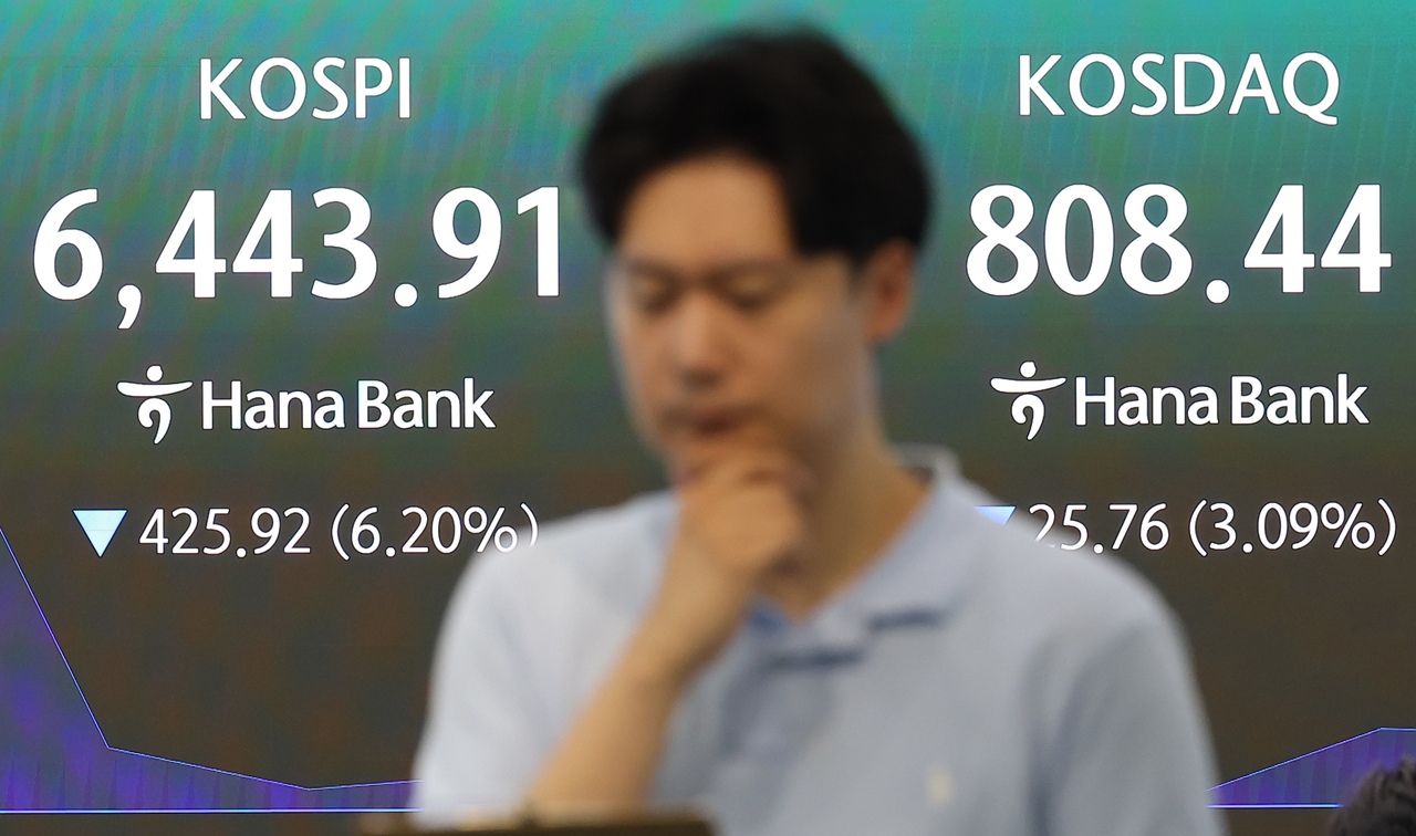 A sidecar — a temporary halt on program sell orders — was triggered on the Kospi on Wednesday as the index plunged 5 to 6 percent in early trading. [Yonhap]