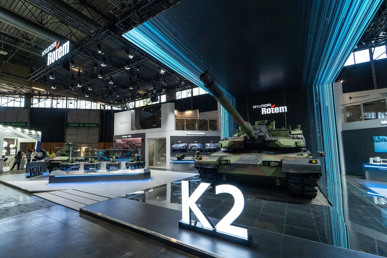 유로사토리 2026에 마련된 현대로템 K2 전차. [현대로템 제공]
