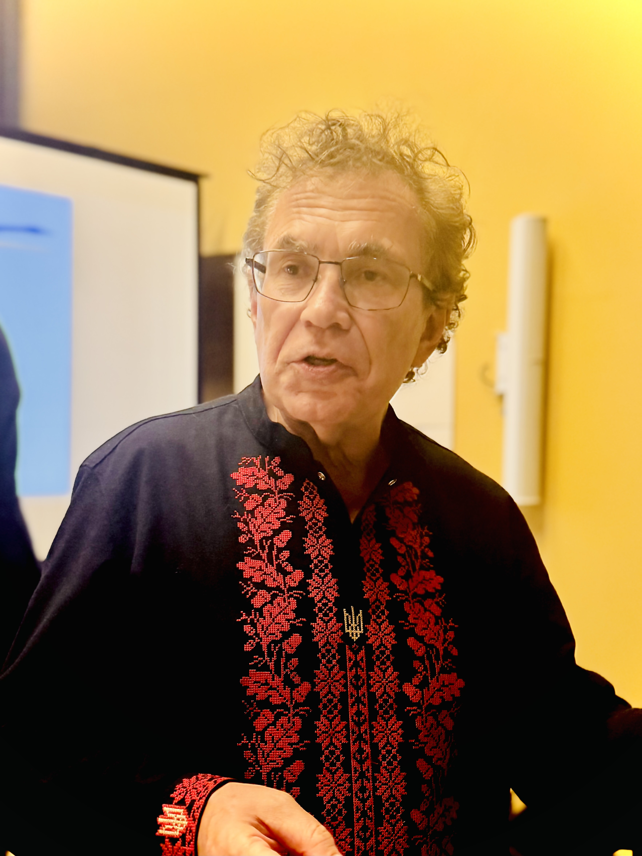 Taras Filenko speaks in an interview with The Korea Herald after a concert marking the 35th anniversary of Ukraine’s independence at Eyelove Art Center in Seoul on Tuesday. (Sanjay Kumar/The Korea Herald)