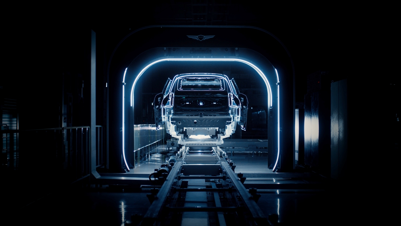 A scene from "Sanctuary of Fineness," a film documenting the manufacturing process of the Genesis GV90. (Genesis)
