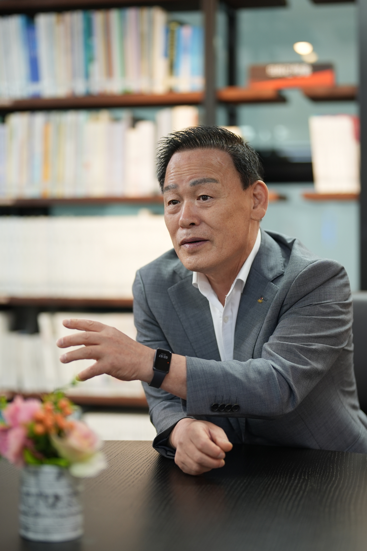 이 회장이 선수 발굴부터 장학·진로·스포츠과학 지원, 은퇴 이후 사회 진출까지 이어지는 생애주기별 육성체계의 필요성을 강조하고 있다. 양정원 기자