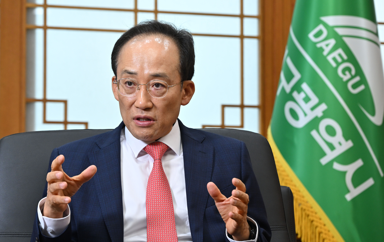 추경호 대구시장이 21일 오후 대구광역시 북구 대구광역시청 산격청사 내 집무실에서 헤럴드경제와 인터뷰를 하고 있다. 대구=임세준 기자