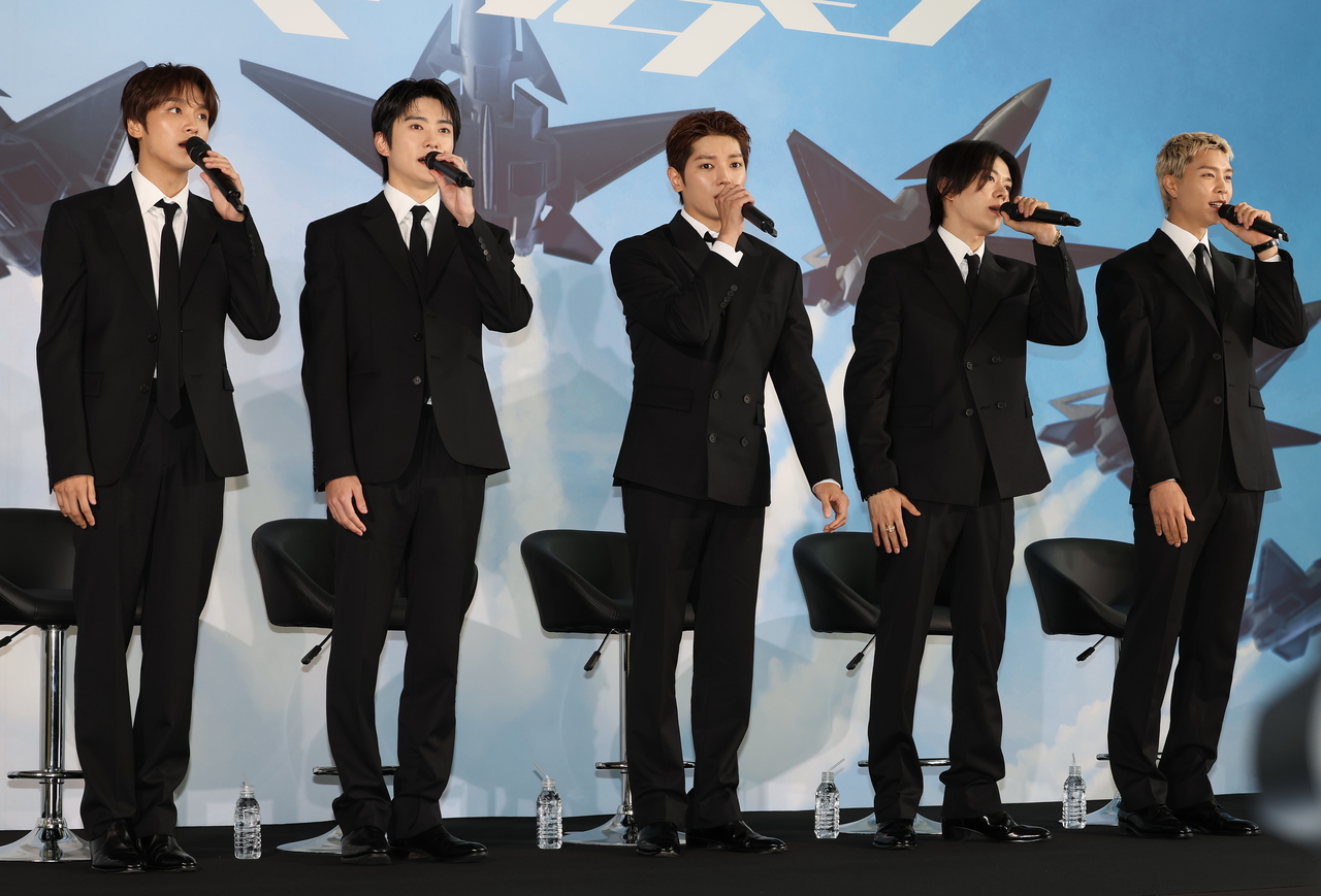 NCT 127 speaks during a press conference held ahead of the release of "Blingy" at Lotte Tower in southern Seoul on Monday. (Yonhap)