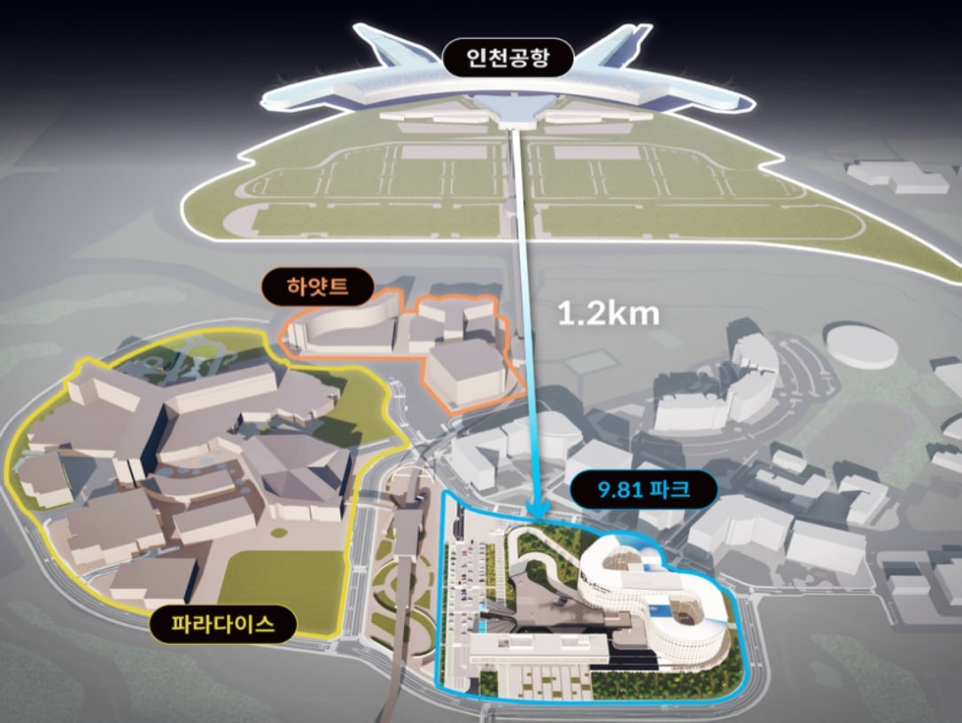 파라다이스시티와 9.81파크 인천공항이 위치한 영종도 일대 [디에스엠 제공]