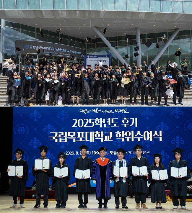 순천대와 목포대 학위 수여식이 잇따라 열리고 있다.