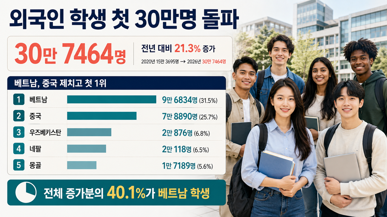 국내 고등교육기관의 외국인 학생 가운데 베트남 학생이 9만6834명으로 가장 많은 수를 차지했다. [교육부 제공·챗GPT로 제작]