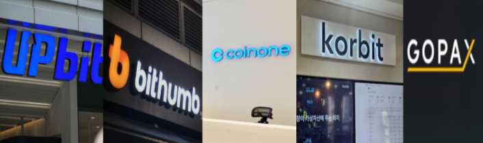 South Korea's five major won-denominated exchanges — Upbit, Bithumb, Coinone, Korbit and Gopax [Each company]