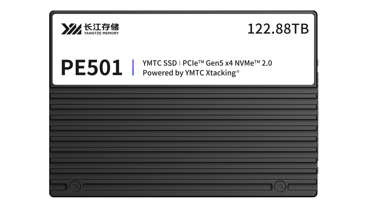 YMTC’s PE501 is a current-generation data-center solid-state drive built around PCIe 5.0, the interface widely used in today’s high-performance servers. (YMTC)