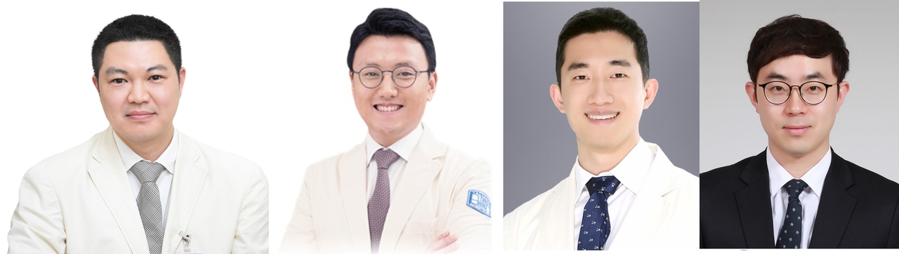 From left: Professor Sung Pil-soo of the Division of Gastroenterology at Seoul St. Mary's Hospital, Professor Nam Hee-chul of the Division of Gastroenterology at Uijeongbu St. Mary's Hospital, clinical instructor Tak Kwon-yong of the Division of Gastroenterology at Seoul St. Mary's Hospital, and Dr. Yoo Jae-sung of Kyungpook National University. [Provided by Seoul St. Mary's Hospital]