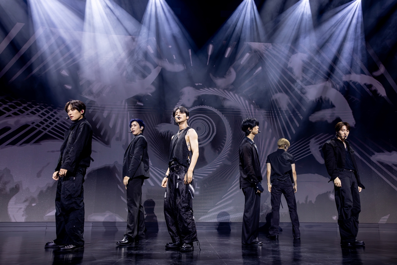 SF9 performs "Without Wings" during a press showcase at the Cube Convention Center in Mapo-gu, western Seoul, Wednesday (FNC Entertainment)