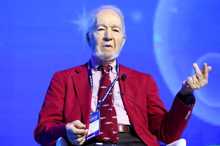 Jared Diamond, author of "Guns, Germs and Steel," speaks during the annual Global Korea Forum hosted by the unification ministry under the theme, peaceful coexistence on the Korean Peninsula, on Aug. 27, 2026. (Yonhap)