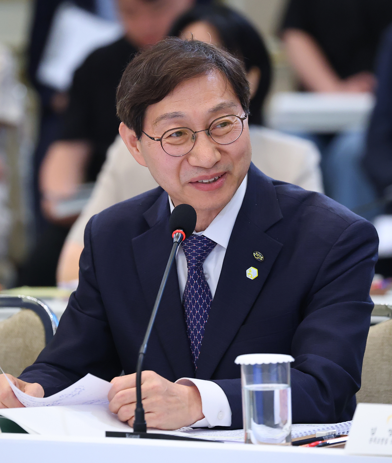 National Pension Service Chairman and CEO Kim Sung-joo speaks during the government’s policy briefing with the public at Cheong Wa Dae, on July 16. (Press Corps)