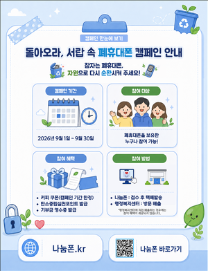서랍 속 폐휴대폰, 안전하게 배출…9월 한 달 ‘폐휴대폰 회수 실천운동’ 추진