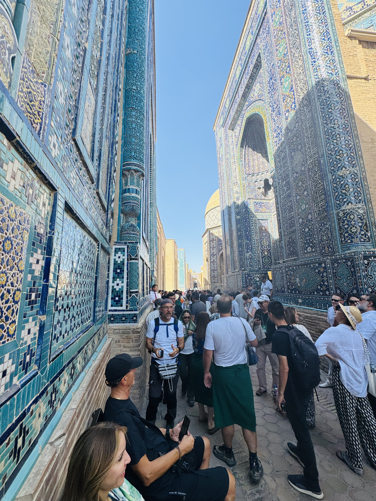 The Shah-i-Zinda funerary complex in Samarkand, Uzbekistan, features a series of elaborately decorated mausoleums built over centuries and is among the city's most important surviving ensembles of medieval Islamic architecture. (Sanjay Kumar/The Korea Herald)