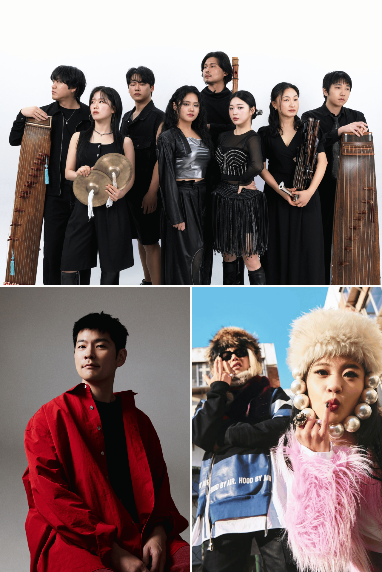 (Clockwise from top) ADG7, Lil Cherry & Goldbuuda and Chang Kiha (Korean Cultural Centre UK)