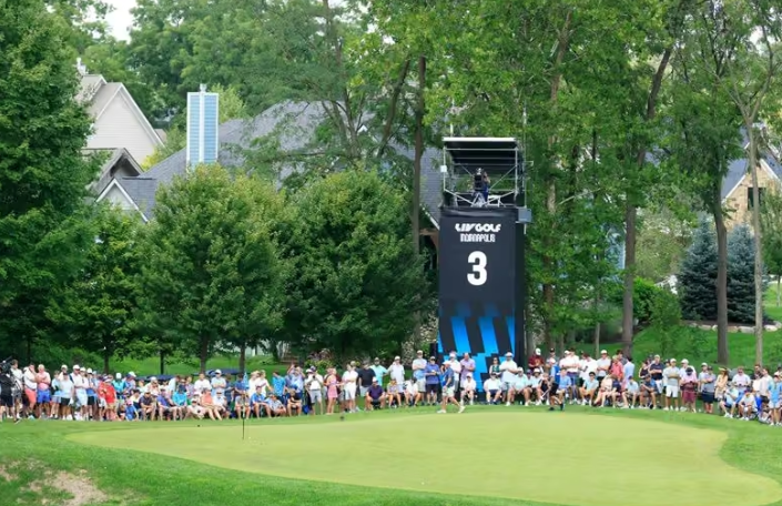 An LIV Golf tournament is held at The Club at Chatham Hills in Westfield, Indiana, Aug. 23.     (AFP-Yonhap)