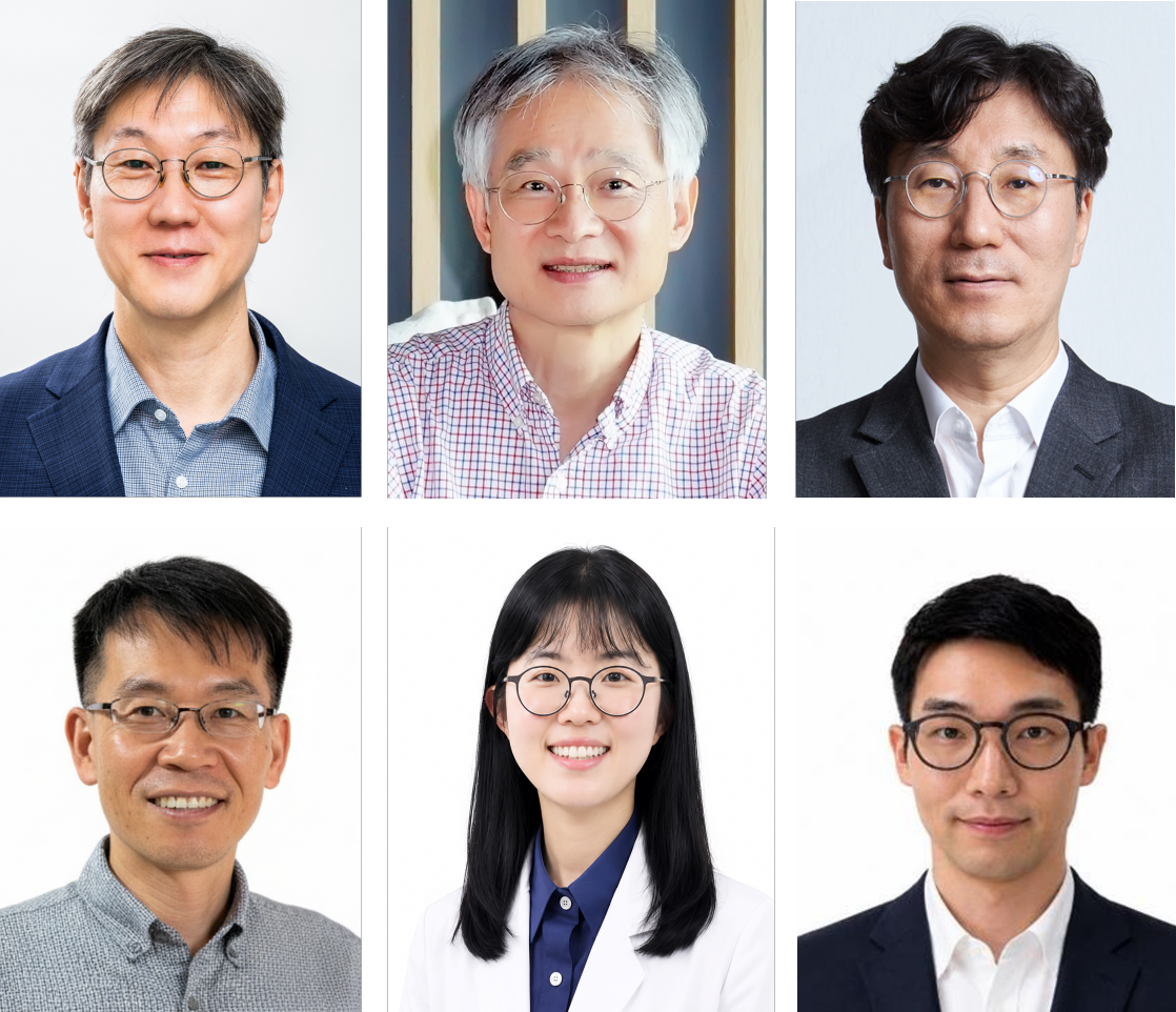 (윗줄 왼쪽부터 시계방향) IBS 스쿨 김기환 교수, IBS 스쿨 강봉균 교수, KIMM 스쿨 박찬훈 교수, ETRI 스쿨 진한빛 교수, KRIBB 스쿨 이하나 교수, KIMM 스쿨 박철훈 교수.[UST 제공]