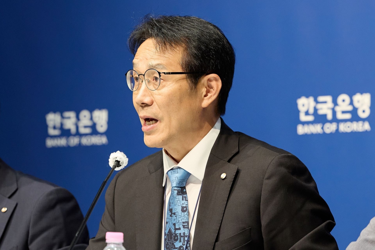 이지호 한국은행 부총재보가 지난달 27일 서울 중구 한국은행에서 열린 ‘2026년 8월 경제전망 설명회’에서 발언하고 있다. [한국은행 제공]