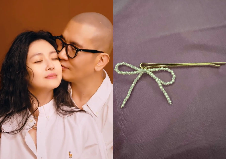 The late Seo Hee-won and her husband Koo Jun-yup. A hairpin believed to be among Seo Hee-won's personal belongings. [Captured from Seo Hee-won and Seo Hee-je's social media]