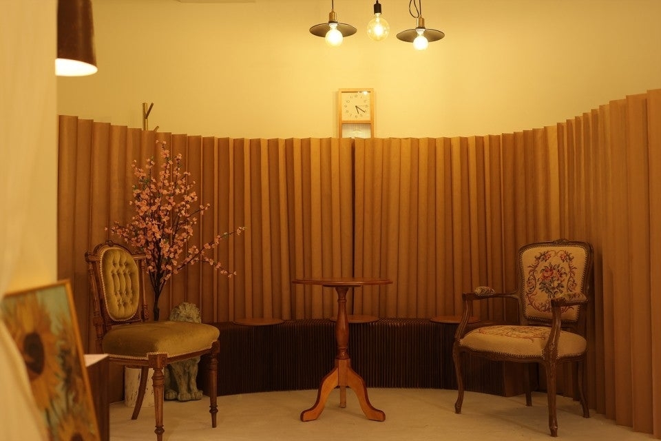 Antique-style chairs and tables, sculptures and flowers decorate a sex doll showroom in Eunpyeong-gu, Seoul. (Showroom operator Lee)