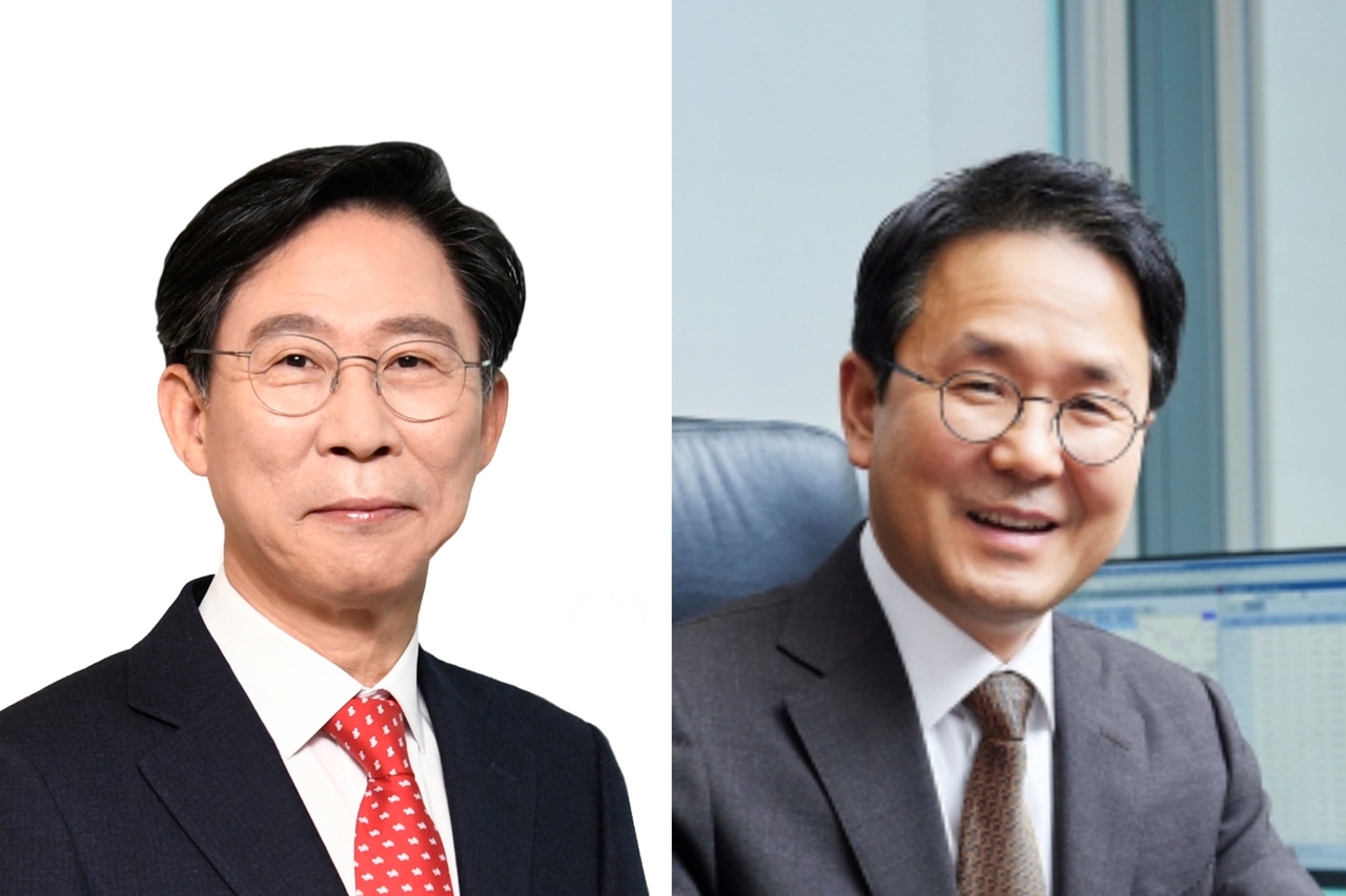 Hong Won-hak, CEO of Samsung Life Insurance (left); Lee Mun-hwa, CEO of Samsung Fire & Marine Insurance (Courtesy of each company)