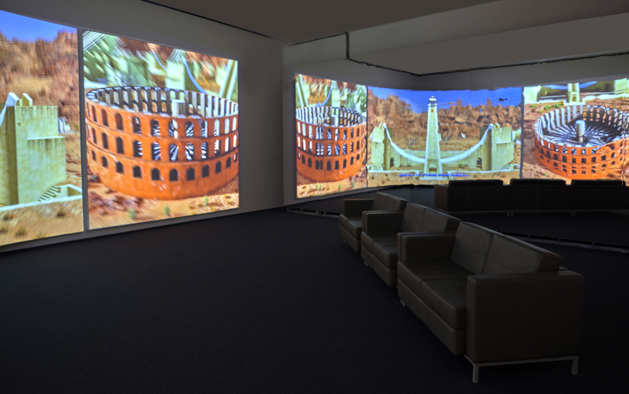 Installation view of "Delivery Dancer's Arc: 0º Receiver" (2024) at the  solo exhibition "Ayoung Kim: Delivery Dancer Codex," which ended its run at MoMA PS1 in New York, March 16. (Photo by Roz Akin, courtesy MoMA PS1)