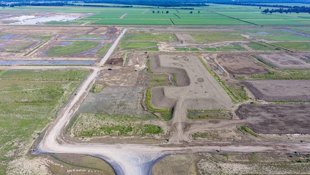 An aerial view of the site of Hyundai-Posco Louisiana Steel in Donaldsonville, Louisiana (Hyundai Steel)