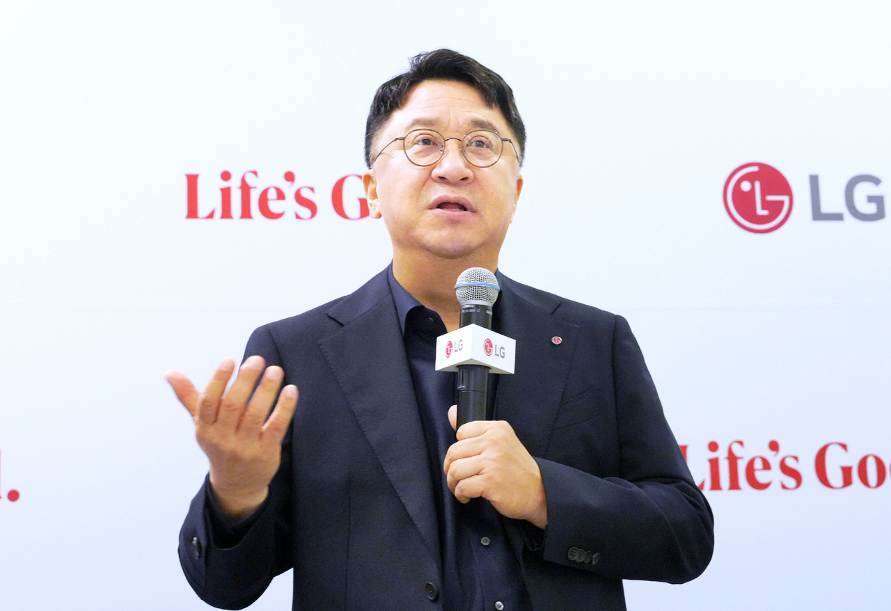 Baek Seung-tae, head of LG Electronics' home appliance business, speaks at a press briefing on the sidelines of IFA 2026, a major home electronics trade show in Berlin, Saturday. (LG Electronics)