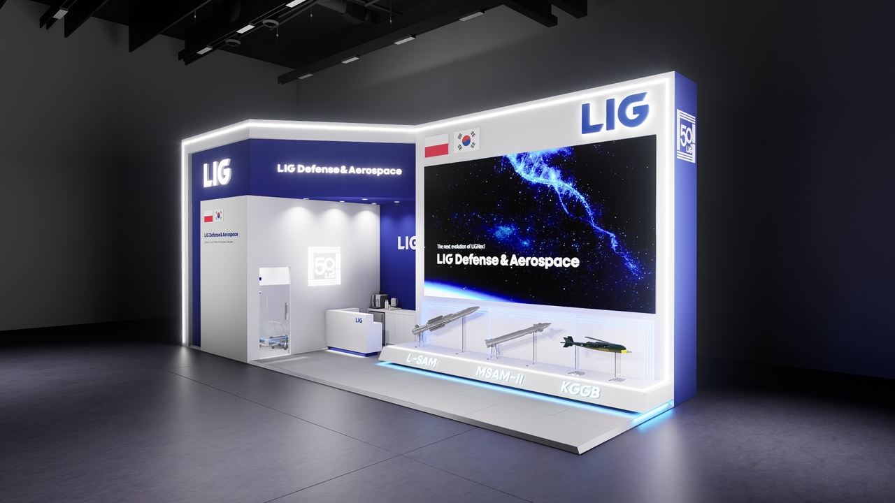 A rendering of LIG D&A's booth at MSPO 2026. [LIG D&A]