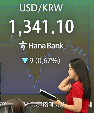[헤럴드pic] 1340선까지 하락한 원/달러 환율