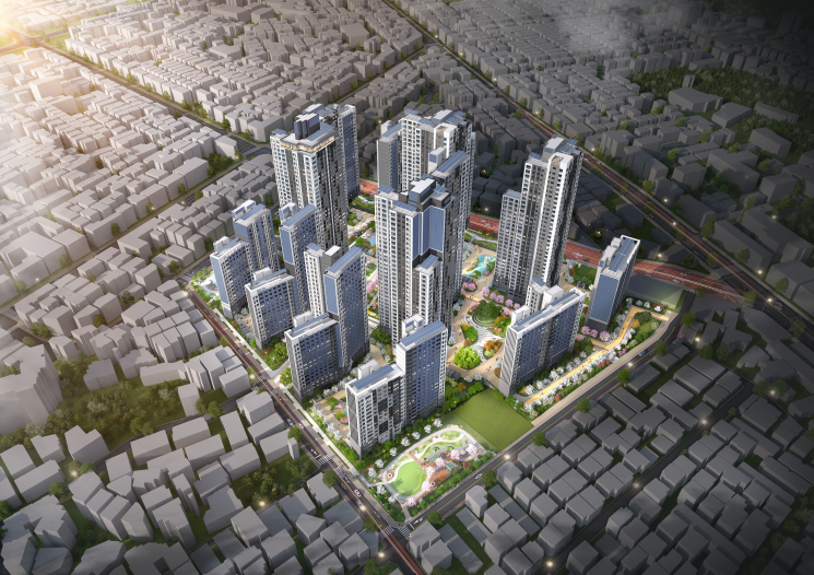 Artist's rendering of the planned Myeongmok Zone 7 redevelopment complex